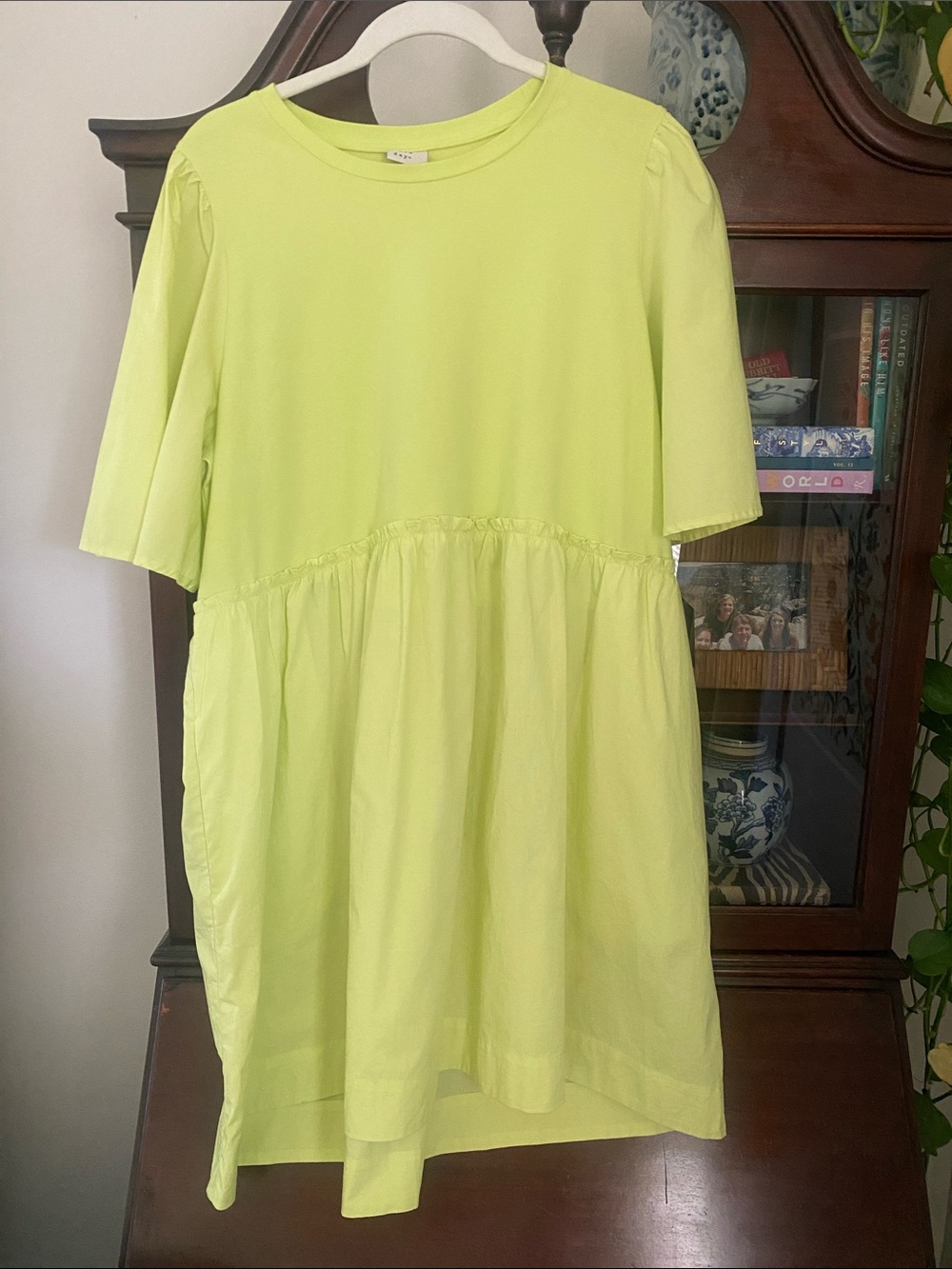 a new day Neon Lime Short-Sleeve Tiered Mini Dress